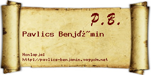 Pavlics Benjámin névjegykártya