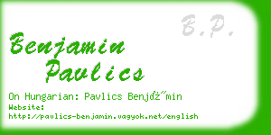 benjamin pavlics business card